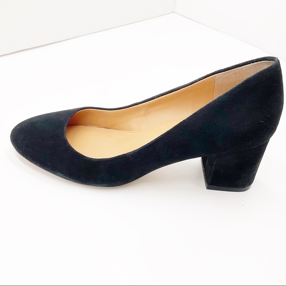 {J. Crew} Black Suede Round Toe Block Heel Pumps - Picture 5 of 16